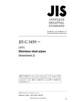 JIS G 3459:2016/AMENDMENT 2:2020